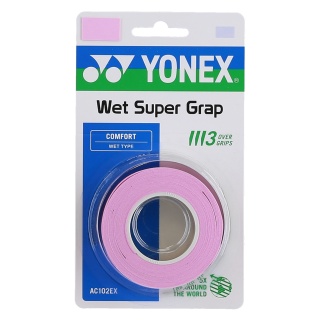 Yonex Overgrip Wet Super Grap 0.6mm (Comfort/smooth/lightly adhesive) frenchpink 3-pack